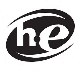 H E logo