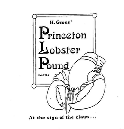 H. GROSS' PRINCETON LOBSTER POUND EST. 1986 AT THE SIGN OF THE CLAWS... logo