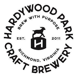 H HARDYWOOD PARK CRAFT BREWERY BREW WITH PURPOSE EST. 2011 RICHMOND, VIRGINIA logo