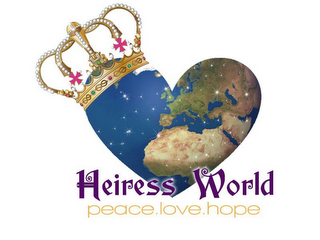 H HEIRESS WORLD PEACE LOVE HOPE logo