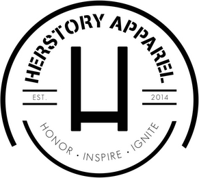 H HERSTORY APPAREL EST. 2014 HONOR INSPIRE IGNITE logo