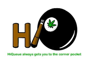 H HIQUEUE ALWAYS GETS YOU TO THE CORNER POCKET logo