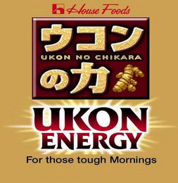 H HOUSE FOODS UKON NO CHIKARA UKON ENERGY FOR THOSE TOUGH MORNINGS logo