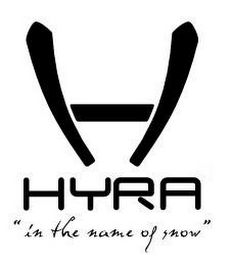 H HYRA "IN THE NAME OF SNOW" logo