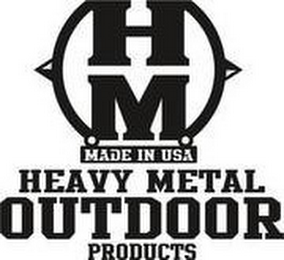 H M MADE IN USA HEAVY METAL OUTDOOR PRODUCTS logo