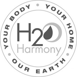 H2O HARMONY YOUR BODY · YOUR HOME · OUR EARTH · logo