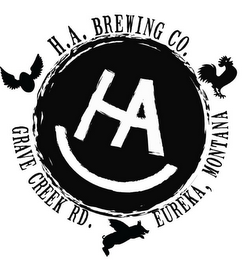 HA H.A. BREWING CO. GRAVE CREEK RD. EUREKA, MONTANA logo