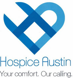 HA; HOSPICE AUSTIN; YOUR COMFORT. OUR CALLING. logo