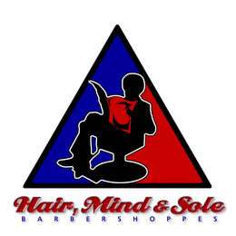 HAIR, MIND & SOLE B A R B E R S H O P P E S logo