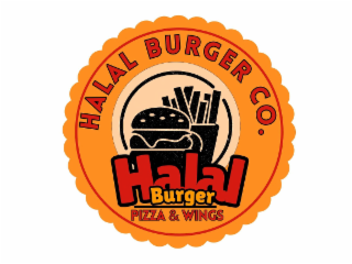 HALAL BURGER CO. HALAL BURGER PIZZA & WINGS logo