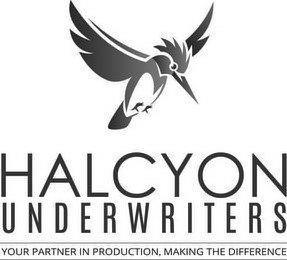 HALCYON UNDERWRITERS YOUR PARTNER IN PRODUCTION, MAKING THE DIFFERENCE logo