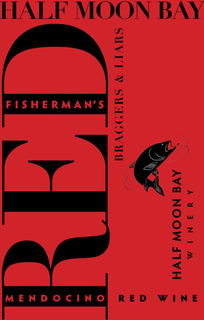HALF MOON BAY WINERY FISHERMAN'S RED MENDOCINO RED WINE BRAGGERS & LIARS logo