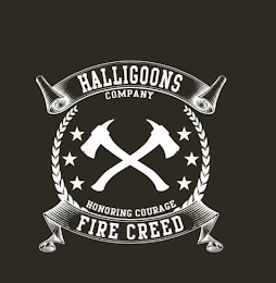 HALLIGOONS COMPANY HONORING COURAGE FIRE CREED logo
