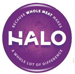 HALO BECAUSE WHOLE MEAT MAKES A WHOLE LOT OF DIFFERENCE logo