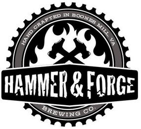 HAMMER & FORGE BREWING CO., HAND CRAFTED IN BOONES MILL, VA logo