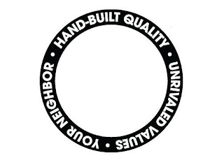 HAND-BUILT QUALITY· UNRIVALED VALUES· YOUR NEIGHBOR· logo