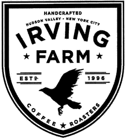 HANDCRAFTED HUDSON VALLEY·NEW YORK CITY IRVING FARM ESTP 1996 COFFEE ROASTERS logo