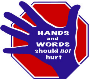 HANDS AND WORDS SHOULD NOT HURT logo