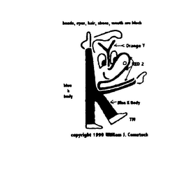 HANDS, EYES, HAIR,SHOES, MOUTH ARE BLACK BLUE K BODY ORANGE Y RED 2 COPYRIGHT 1999 WILLIAM J. COMSTOCK logo