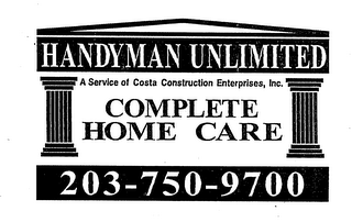 HANDYMAN UNLIMITED A SERVICE OF COSTA CONSTRUCTION ENTERPRISES INC. COMPLETE HOME CARE logo