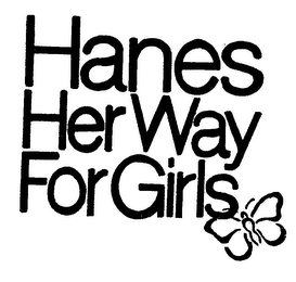 HANES HER WAY FOR GIRLS AND BUTTERFLY DESIGN logo