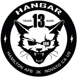 HANGAR 13 TRADE MARK HAMILTON AFB 2K NOVATO CA US logo