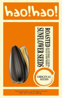 HAO!HAO! ROASTED SUNFLOWER SEEDS ORIGINAL SEEDS ROASTED SUNFLOWER SEEDS/ LES GRILLÉES GRAINS DE TOURNESOL NET WT. 17,85 OZ. 500G logo