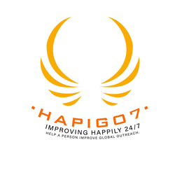 HAPIGO7 IMPROVING HAPPILY  24/7 HELP A PERSON IMPROVE GLOBAL OUTREACH. logo