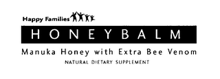 HAPPY FAMILIES HONEYBALM MANUKA HONEY WITH EXTRA BEE VENOM NATURAL DIETARY SUPPLEMENT logo