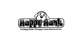 HAPPY HANK I'M HAPPY HANK. I'M HAPPY 'CAUSE JESUS LOVES ME. logo