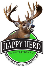 HAPPY HERD NUTRITION "FROM BABIES TO BOONERS, FEED WHAT YOU LOVE" logo