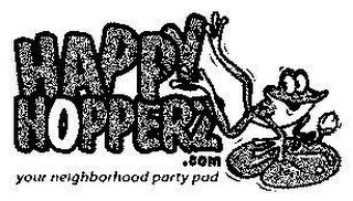 HAPPY HOPPERZ.COM YOUR NEIGHBORHOOD PARTY PAD logo