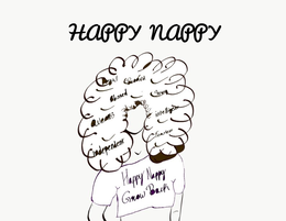 HAPPY NAPPY BEAUTIFUL, STRONG, INTELLIGENT FEARLESS, BLESSED, INDEPENDENT logo