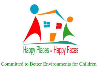 HAPPY PLACES = HAPPY FACES COMMITTED TO BETTER ENVIRONMENTS FOR CHILDREN logo