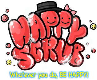 HAPPY SCRUB WHATEVER YOU DO, BE HAPPY! logo