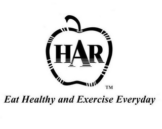 HAR, EAT HEALTHY AND EXERCISE EVERYDAY logo