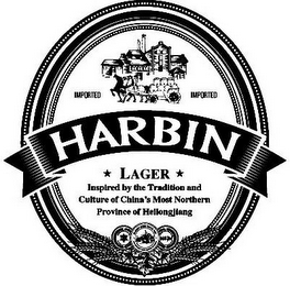 HARBIN IMPORTED LAGER INSPIRED BY THE TRADITION AND CULTURE OF CHINA'S MOST NORTHERN PROVINCE OF HELLONGJIANG logo