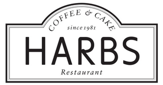 HARBS RESTAURANT COFFEE & CAKE SINCE 1981 logo