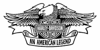 HARLEY-DAVIDSON MOTOR CLOTHES AN AMERICAN LEGEND logo