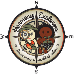 HARMONY EXPLORERS DISCOVERING A WORLD OF COLOUR NESW logo