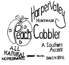 HARPER VALLEY HOMEMADE PEACH COBBLER ALL NATURAL A SOUTHERN ACCENT logo