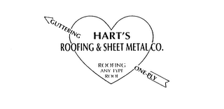 HART'S ROOFING & SHEET METAL CO. ROOFING ANY TYPE ROOF GUTTERING ONE-PLY logo