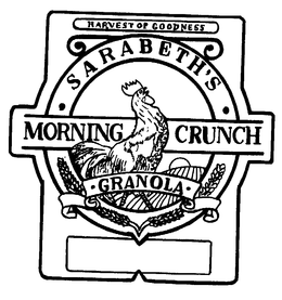 HARVEST OF GOODNESS SARABETH'S MORNING CRUNCH GRANOLA logo