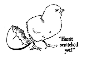 "HASN'T SCRATCHED YET!" logo