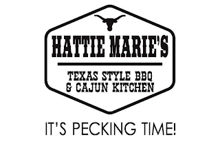 HATTIE MARIE'S TEXAS STYLE BBQ & CAJUN KITCHEN IT'S PECKING TIME logo