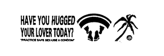 HAVE YOU HUGGED YOUR LOVER TODAY? "PRACTICE SAFE SEX-USE A CONDOM" logo