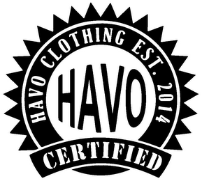 HAVO CLOTHING EST. 2014 CERTIFIED HAVO logo