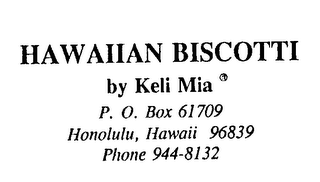 HAWAIIAN BISCOTTI BY KELI MIA logo