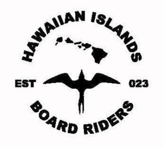 HAWAIIAN ISLANDS BOARD RIDERS EST 023 logo