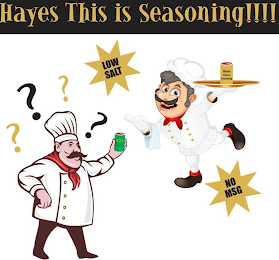 HAYES THIS IS SEASONING!!!! LOW SALT HAYES THIS IS SEASONING NO MSG logo